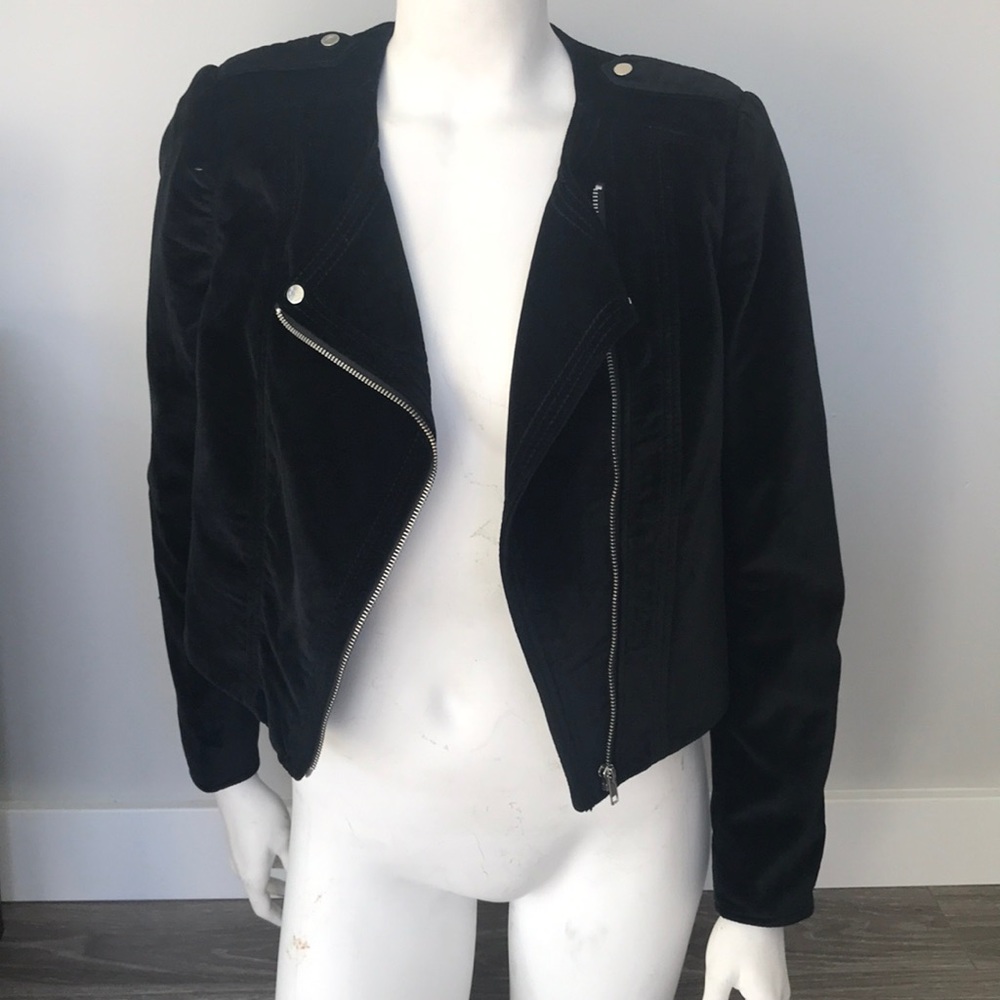 Cropped black velvet jacket